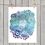 Turquoise Abstract Life - Poster Print 8x10 - Of..