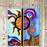 Poster Print 8x10 - Multicolor Sun And The Moon -..