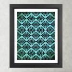 Ethnic Symmetry Turquoise Pattern- Poster Print..