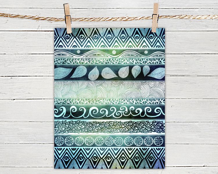 Poster Print 8x10 - Dreamy Tribal Pattern - For Your Home Decor