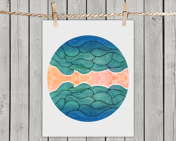 Poster Print 8x10 - Ocean Flow - For Your Home Decor