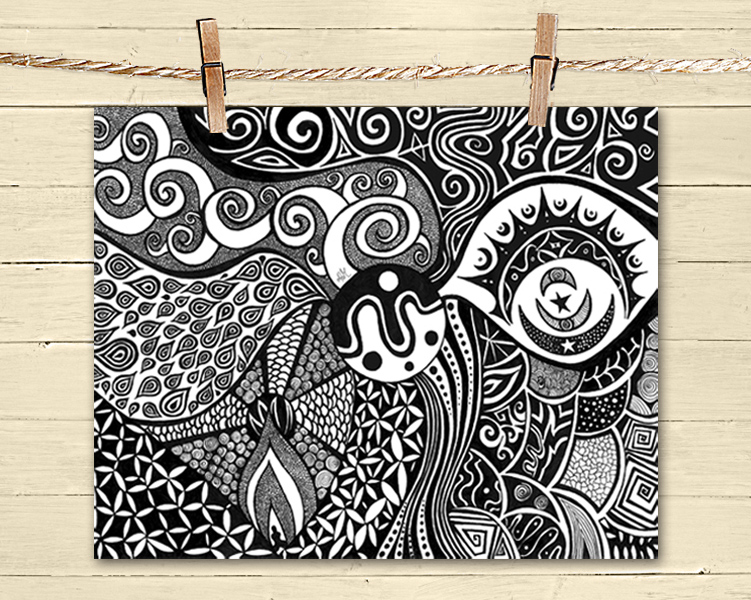 Poster Print 8x10 - Tribal Flow - Of Fine Art Illustration For Your Wall Decor