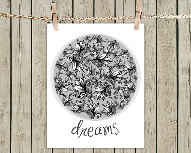 Poster Print 8x10 - Dreams Illustration - For Your Wall Decor