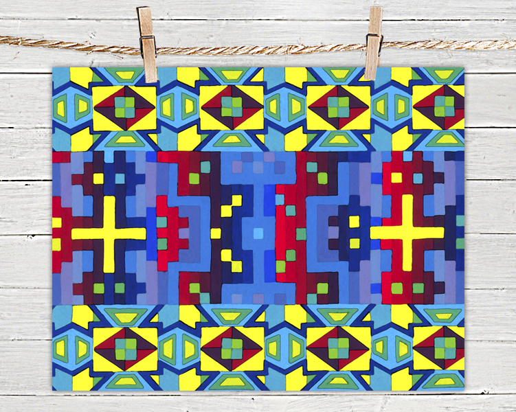 Inca Multicolor Pattern - Poster Print 8x10 - Of Fine Art Painting For Your Wall Decor