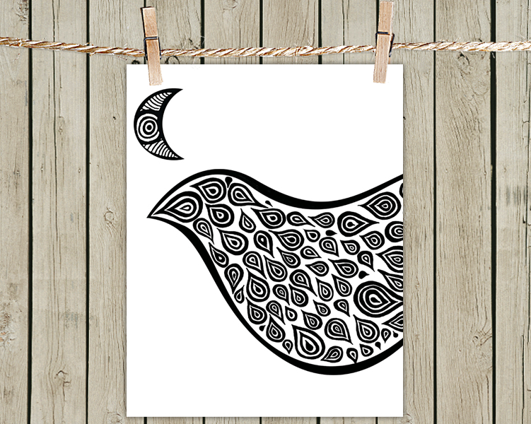 White Bird In Disguise - Poster Print 8x10 - Of Fine Art Illustration For Your Wall Decor