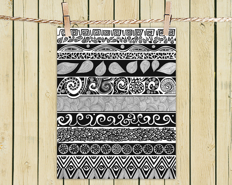 Poster Print 8x10 - Black and White Tribal Evolution - For Your Home Decor