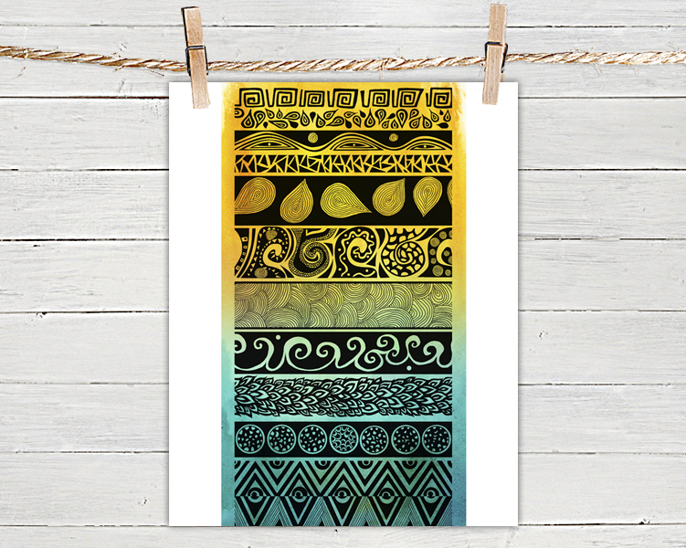 Poster Print 8x10 - Duotone Tribal Evolution - For Your Home Decor