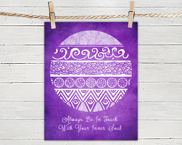 Tribal Evolution Quote Deep Purple - Poster Print 8x10 - of Fine Art illustration for Your Wall Decor