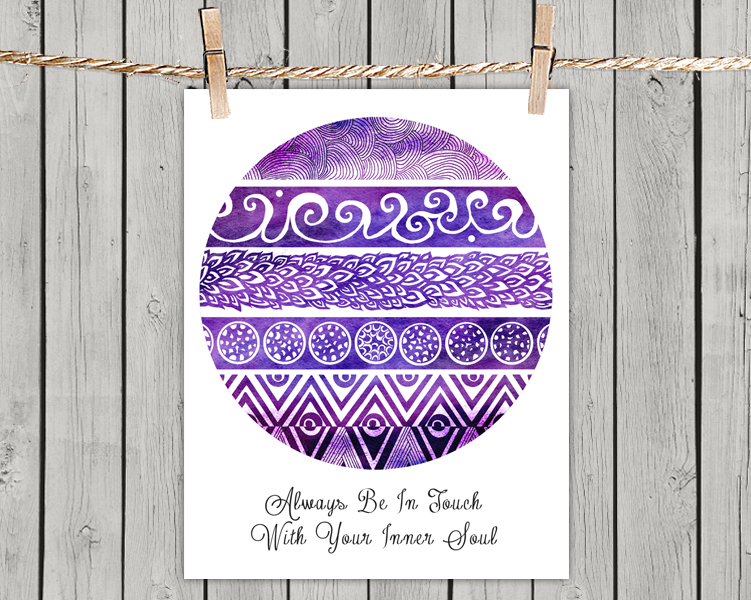 Tribal Evolution Quote Purple - Poster Print 8x10 - of Fine Art illustration for Your Wall Decor
