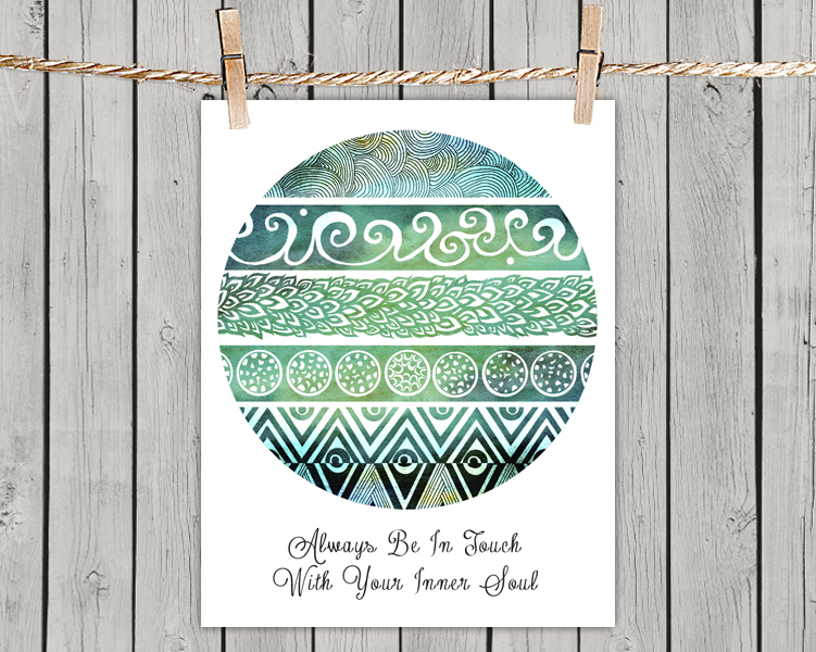 Tribal Evolution Quote Turquoise - Poster Print 8x10 - of Fine Art illustration for Your Wall Decor