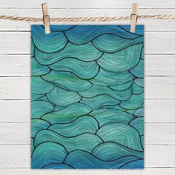  Poster Print 8x10 - Sea Waves Pattern - For Your Home Decor